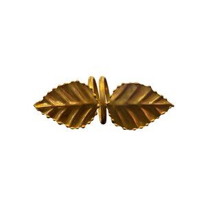 Vintage Gold Colored Metal Napkin Ring Holders Leaf Shaped Set of 12